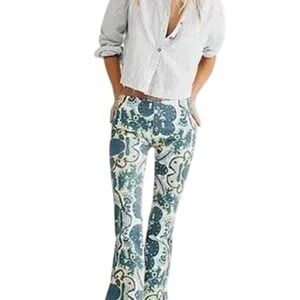 We The Free by Free People Boho Printed Flare Pants Bell Bottoms Size 24 NWOT